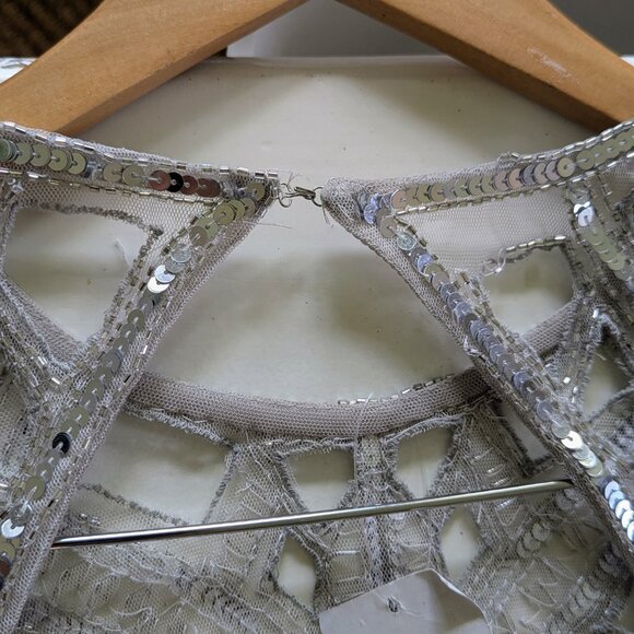 ASOS Edition Silver Sequin Open Back Gown NWT Size 12 Formal Dress - Picture 12 of 16